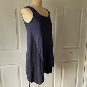 LOGO by Lori Goldstein Layers Blue Gray Tunic Tank - Shark Bite Hem - Size S